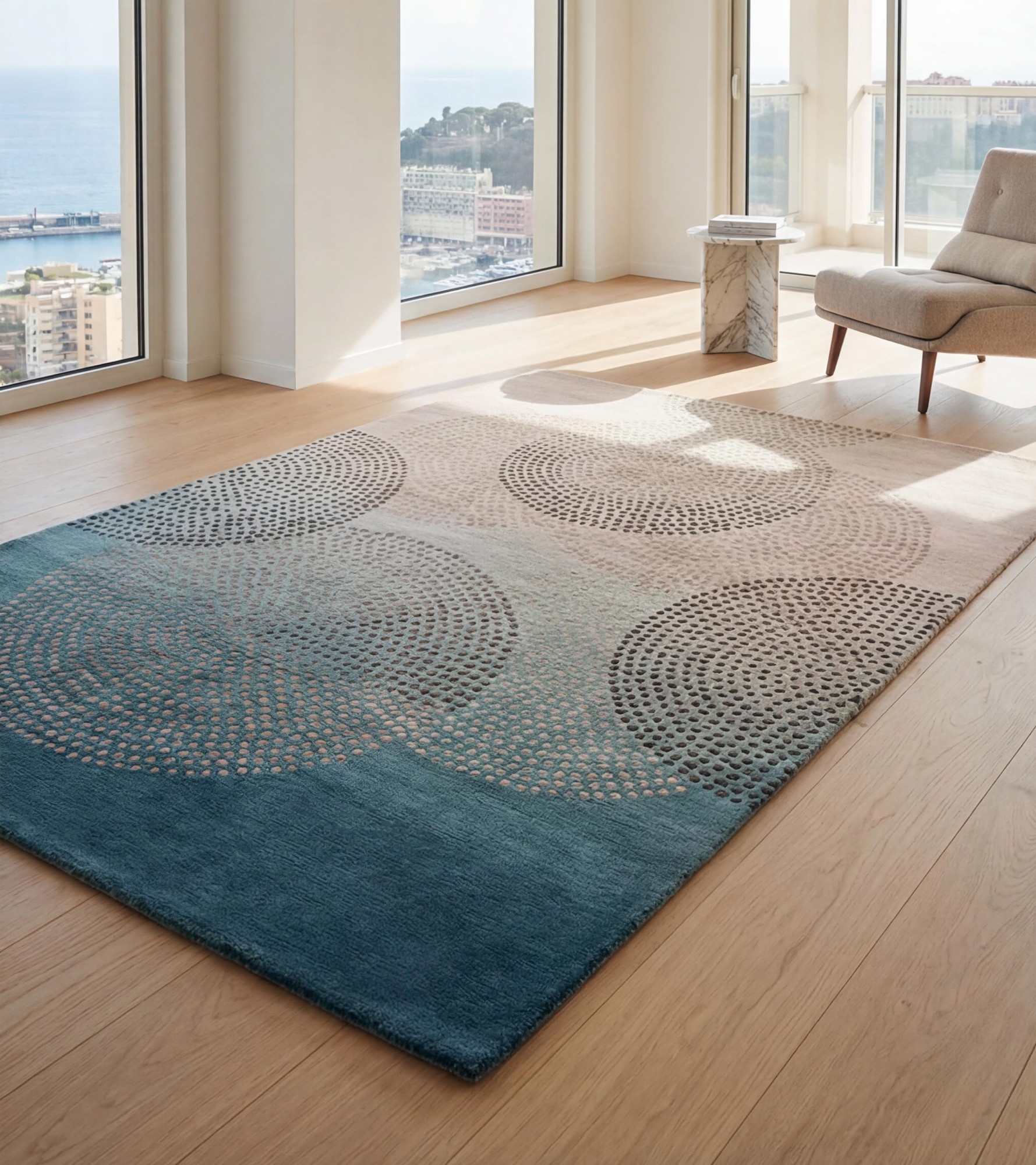 Misty Circles Artisan Handwoven Rug