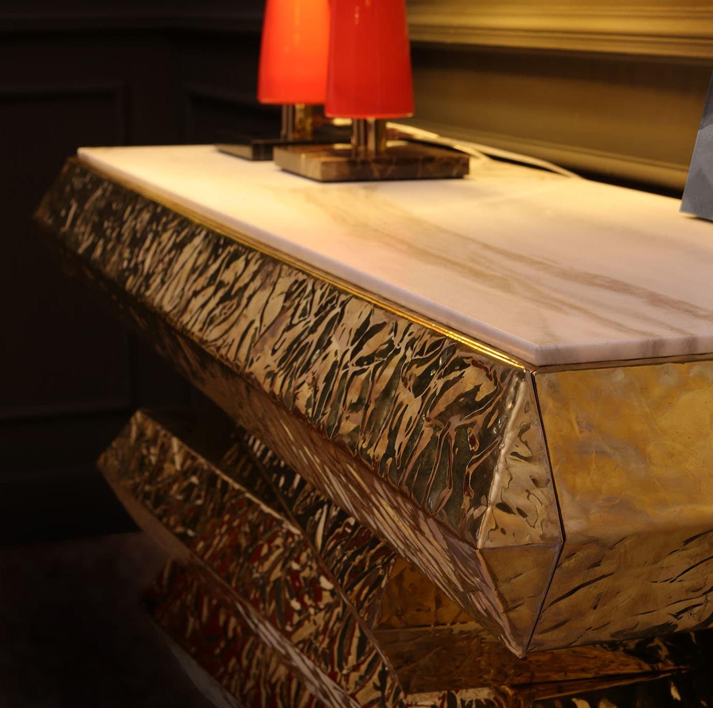 Brass and Marble Console Italian Artisan