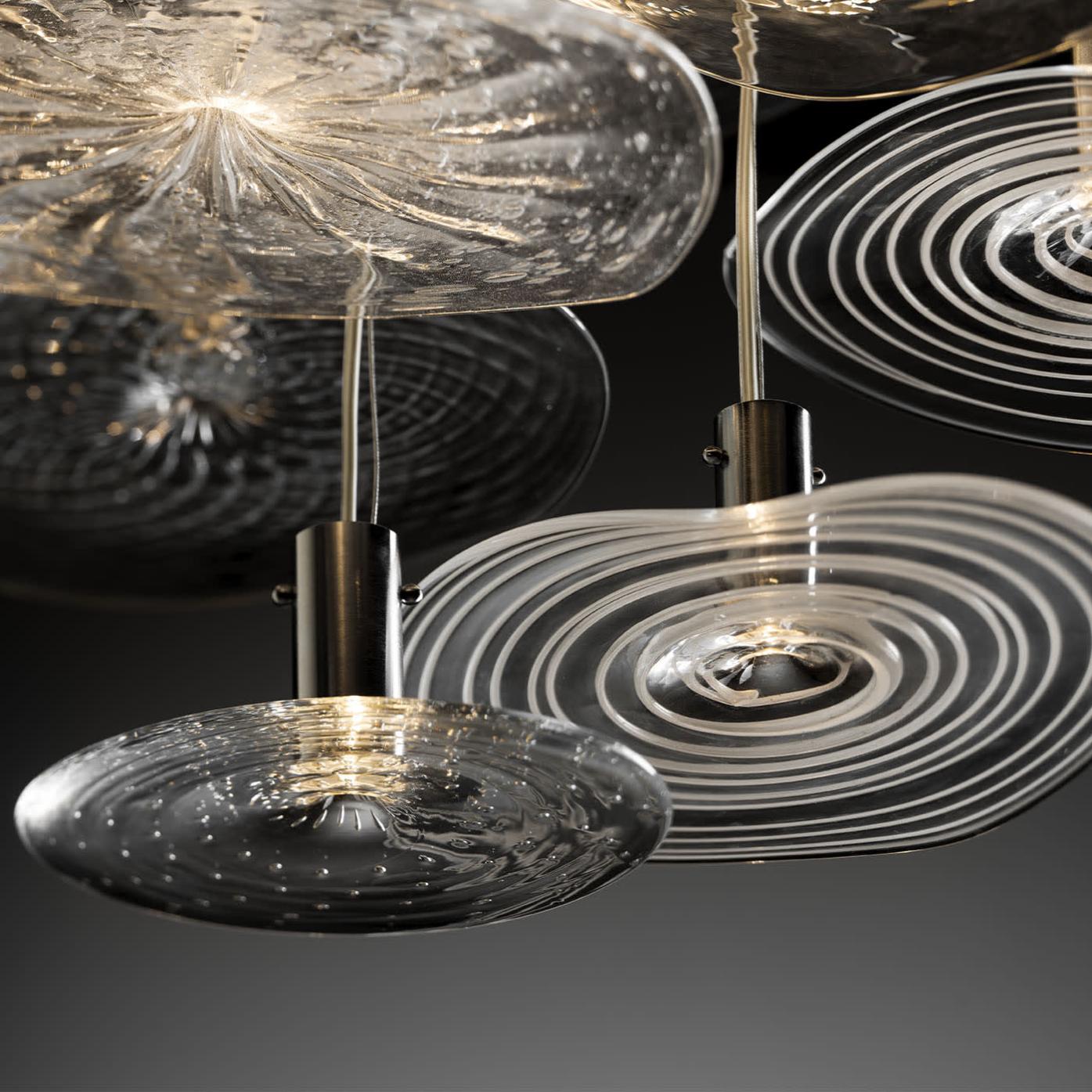 Round Chrome Chandelier with Venetian Glass