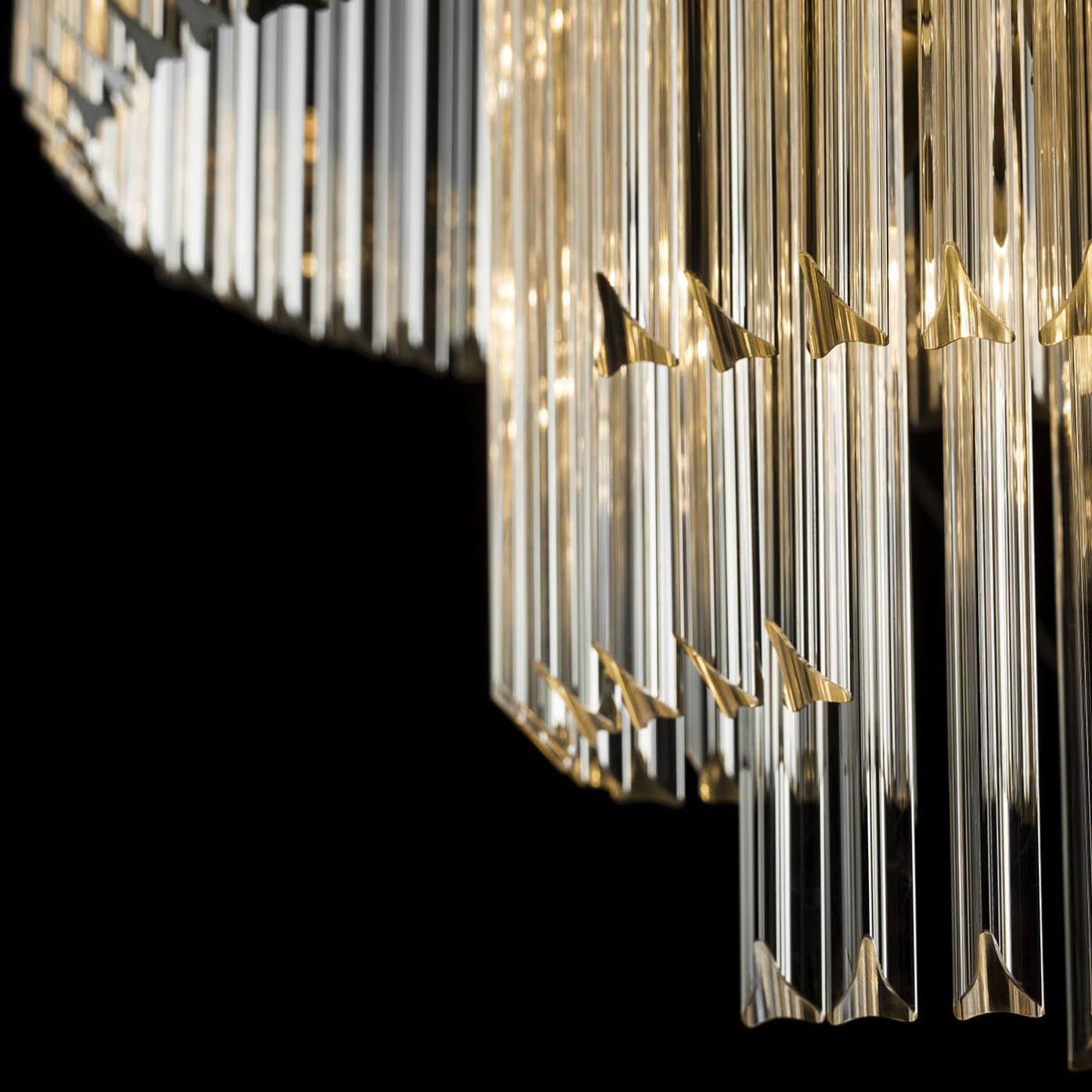 Modern Round Triedro Glass Chandelier
