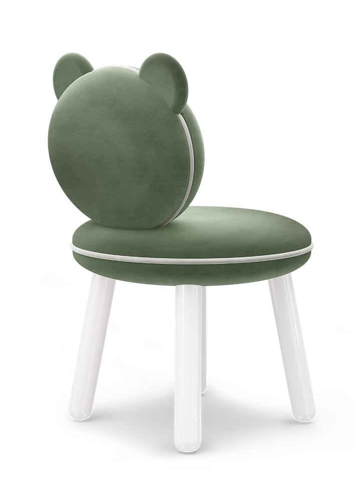 Fluffy Bear Kids Chair (Green)