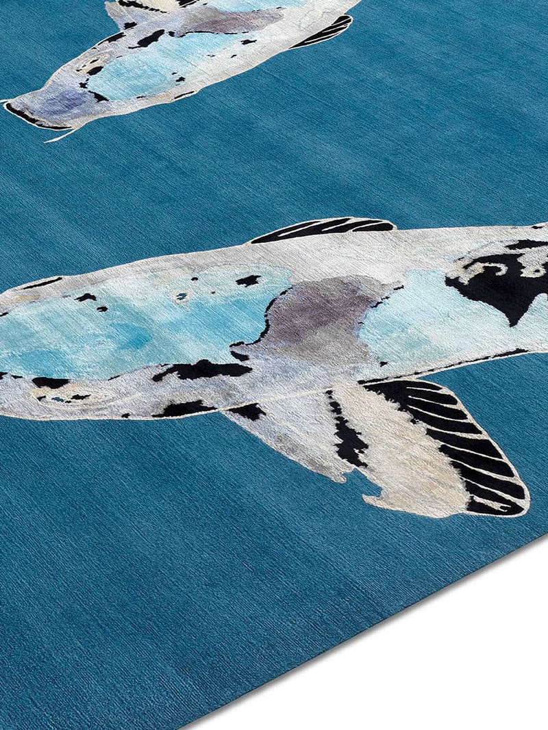 Fish Blue on Turquoise Rug