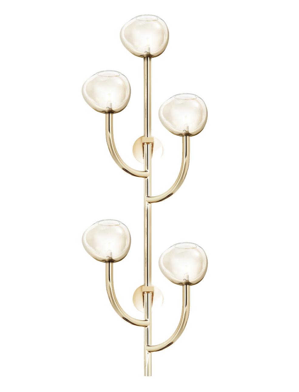 Honey Glass Ball Wall Sconce in Soft Gold