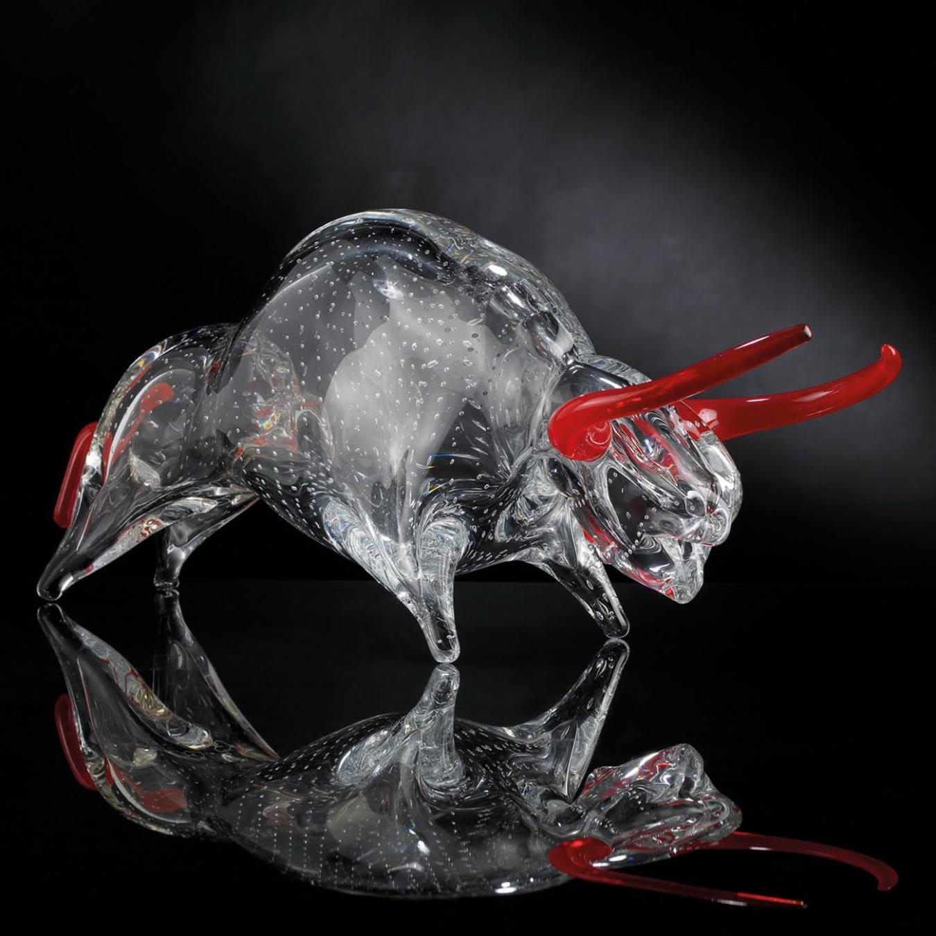 Glass Bull Figurine