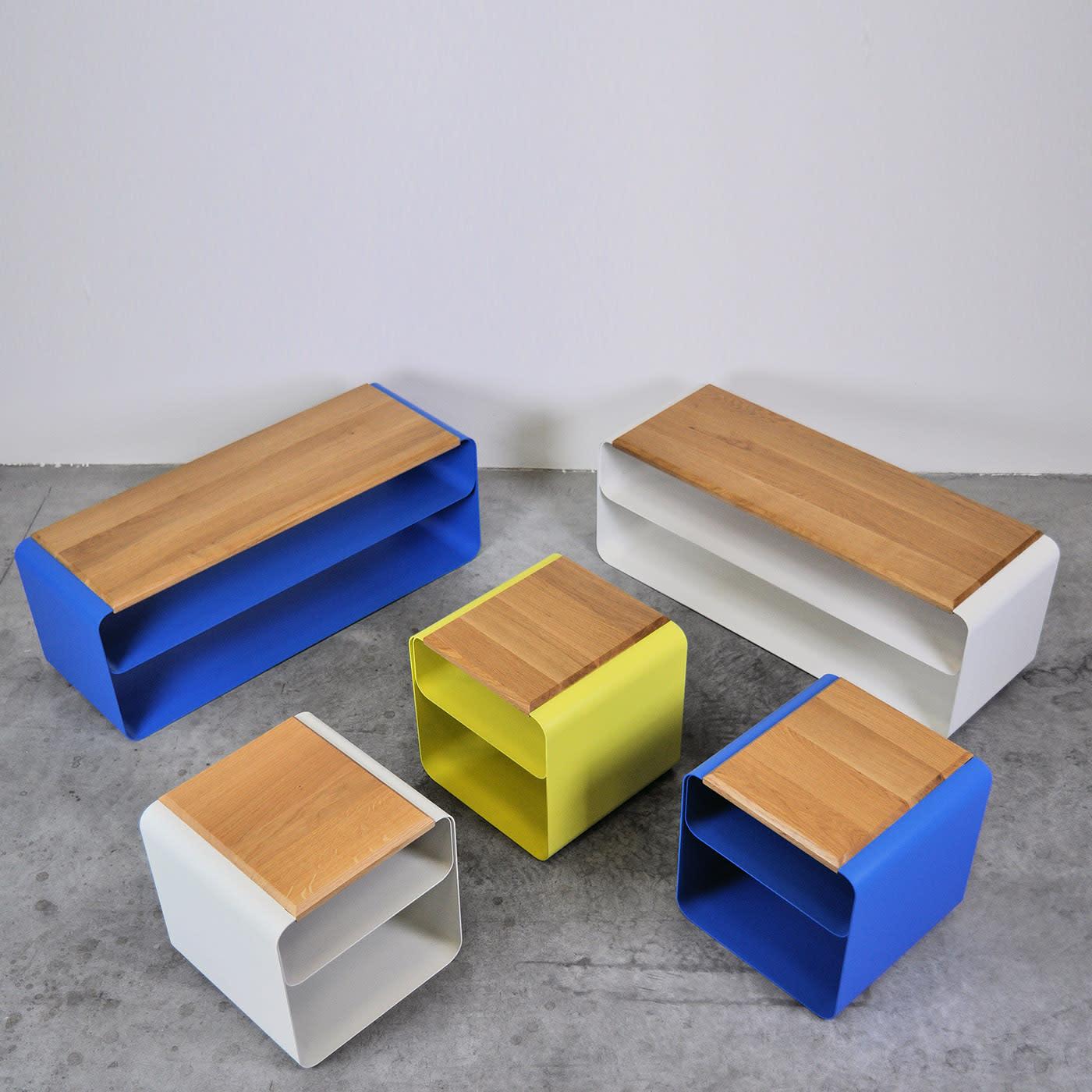 Contemporary Wood &amp; Metal Bench - 3