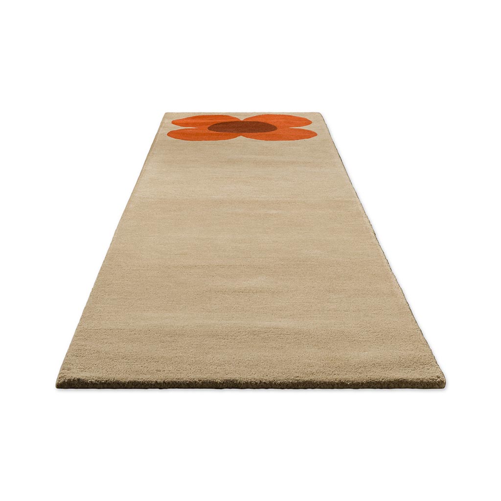 Flower Placement Pumpkin Ecru Premium Rug