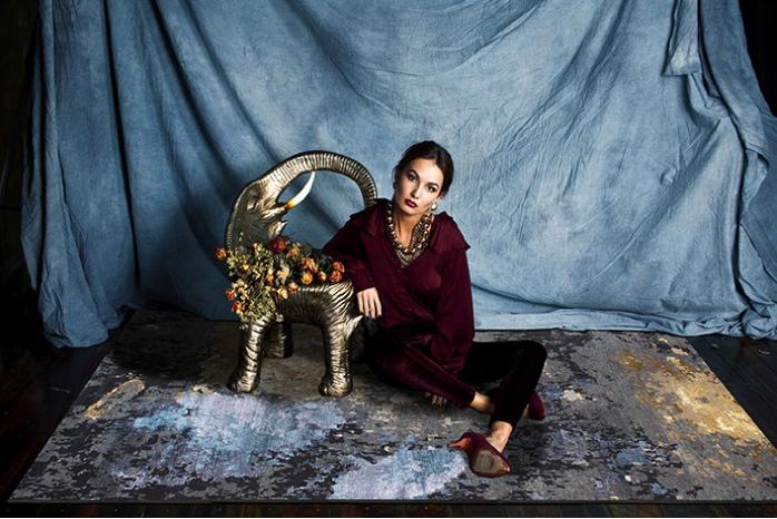 سجادة «أبستراكت» فحمية/زرقاء/ذهبية | المقاس: 200 × 300 cm