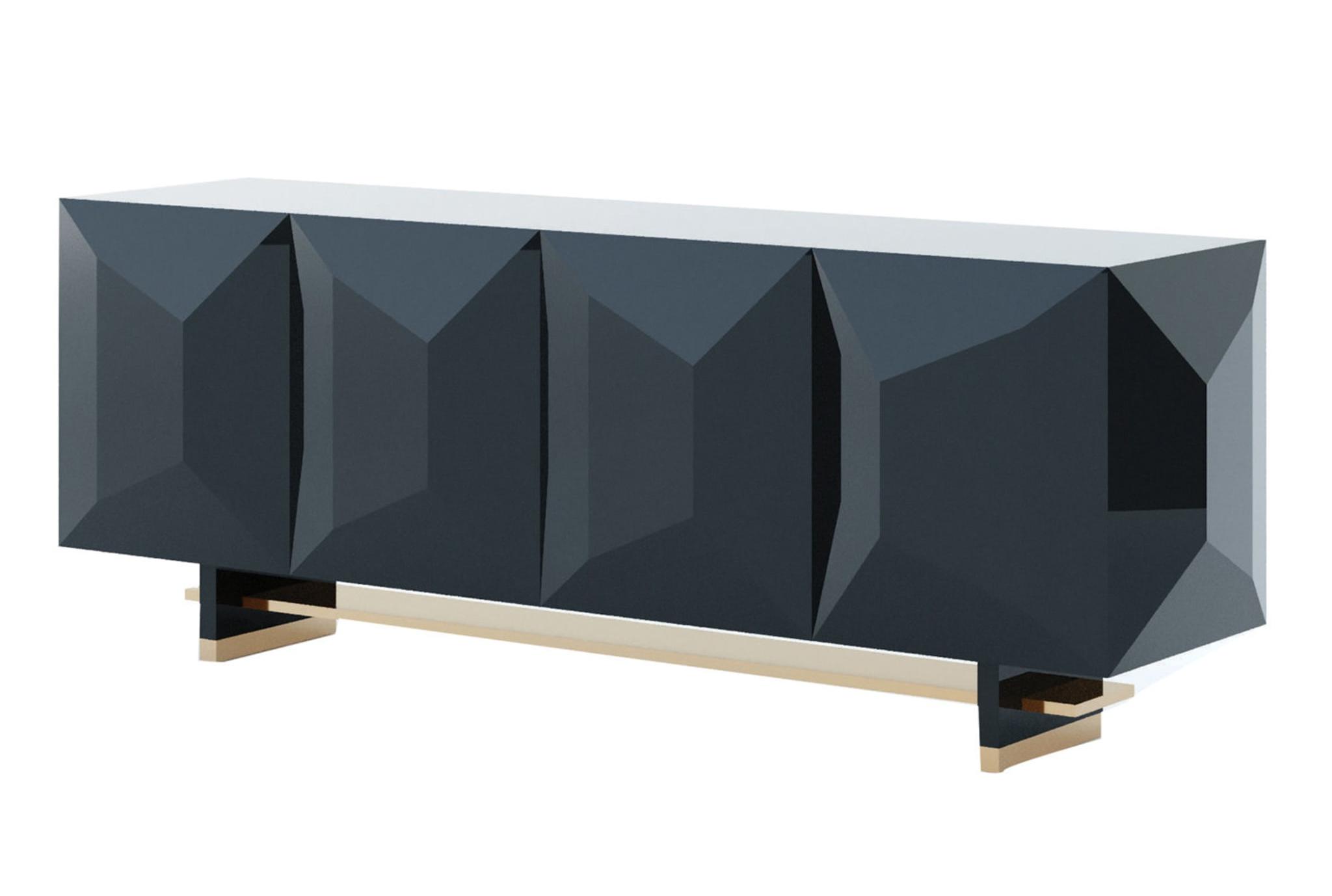 Commack Contemporary Handcrafted Sideboard | Finishing: Glossy Lacquered Commack Contemporary Handcrafted Sideboard | Finishing: Glossy Lacquered