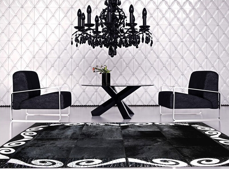 Black & Silver Cowhide Rug | Size: 220 × 320 cm