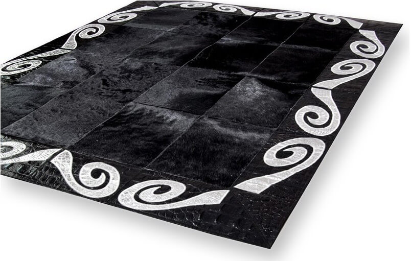 Black & Silver Cowhide Rug | Size: 220 × 320 cm