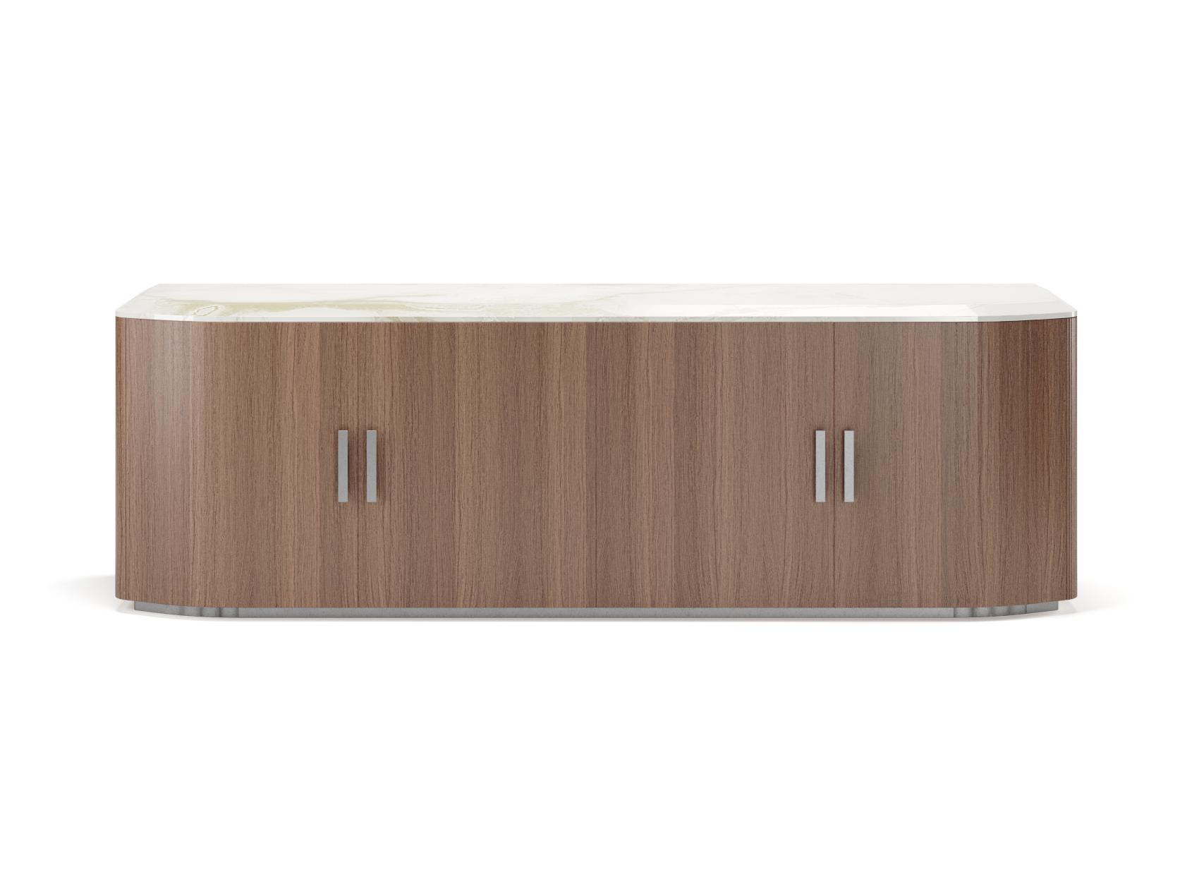 Bruce Wood and Marble Sideboard Italian Design