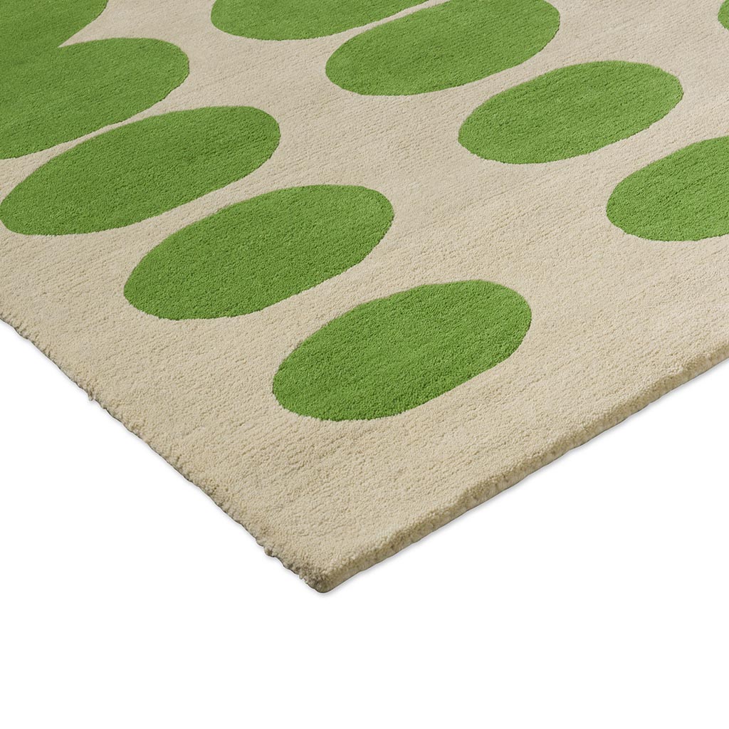 Optical Oval Green Cream Handcrafted Rug | Size: 160 × 230 cm