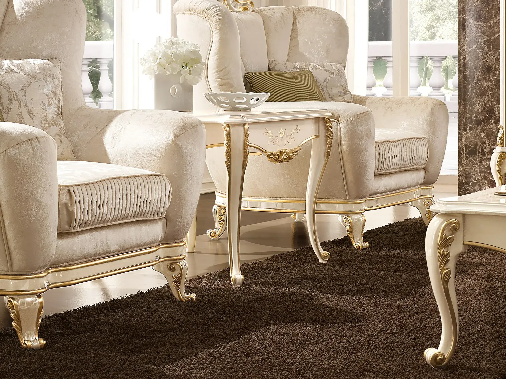 Ivory & Gold Side Table