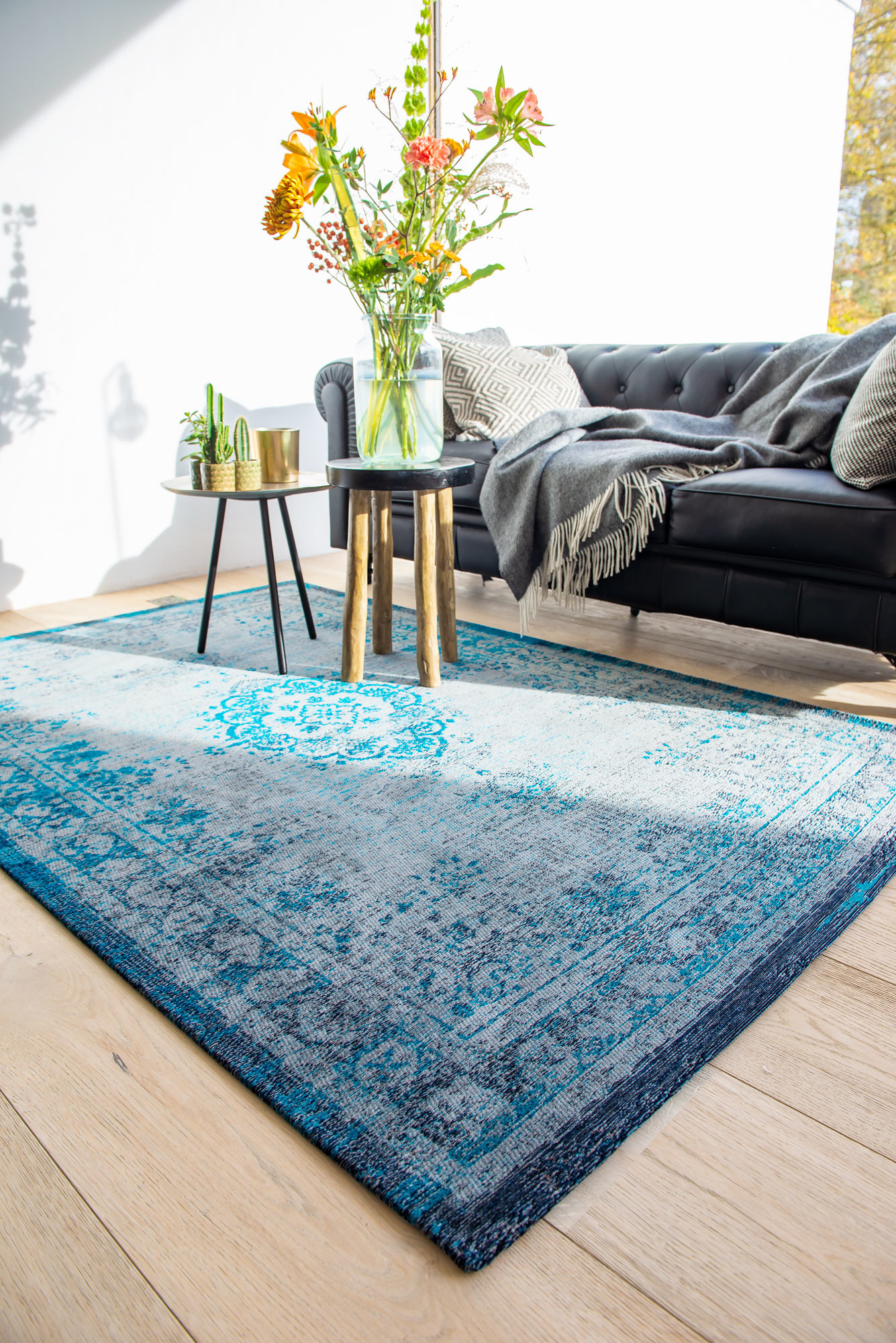 Vintage Style Grey Turquoise Rug | Size: 200 × 280 cm