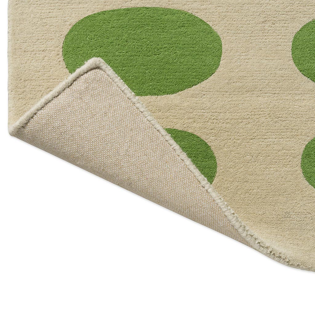Optical Oval Green Cream Handcrafted Rug | Size: 160 × 230 cm