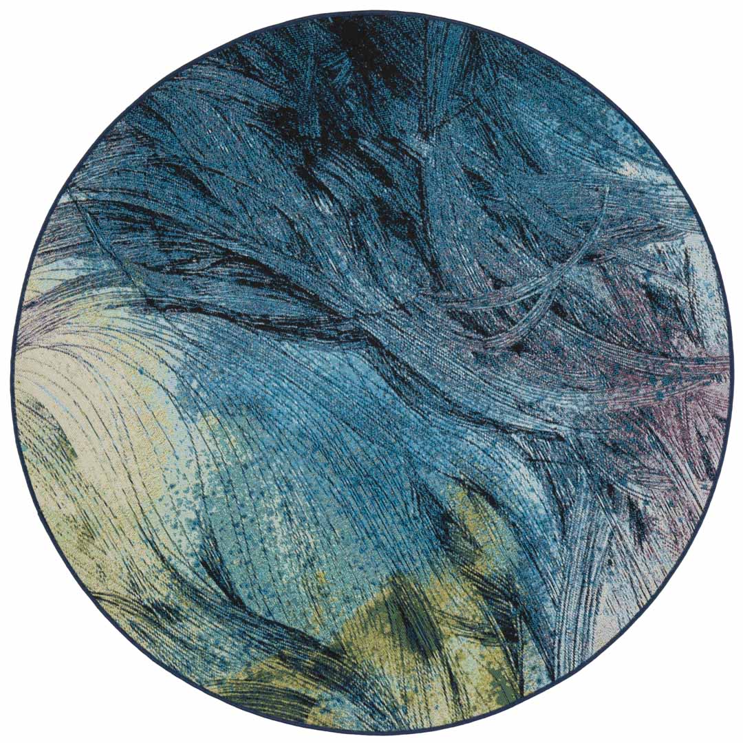 Amazzonia Outdoor Blue Round Rug