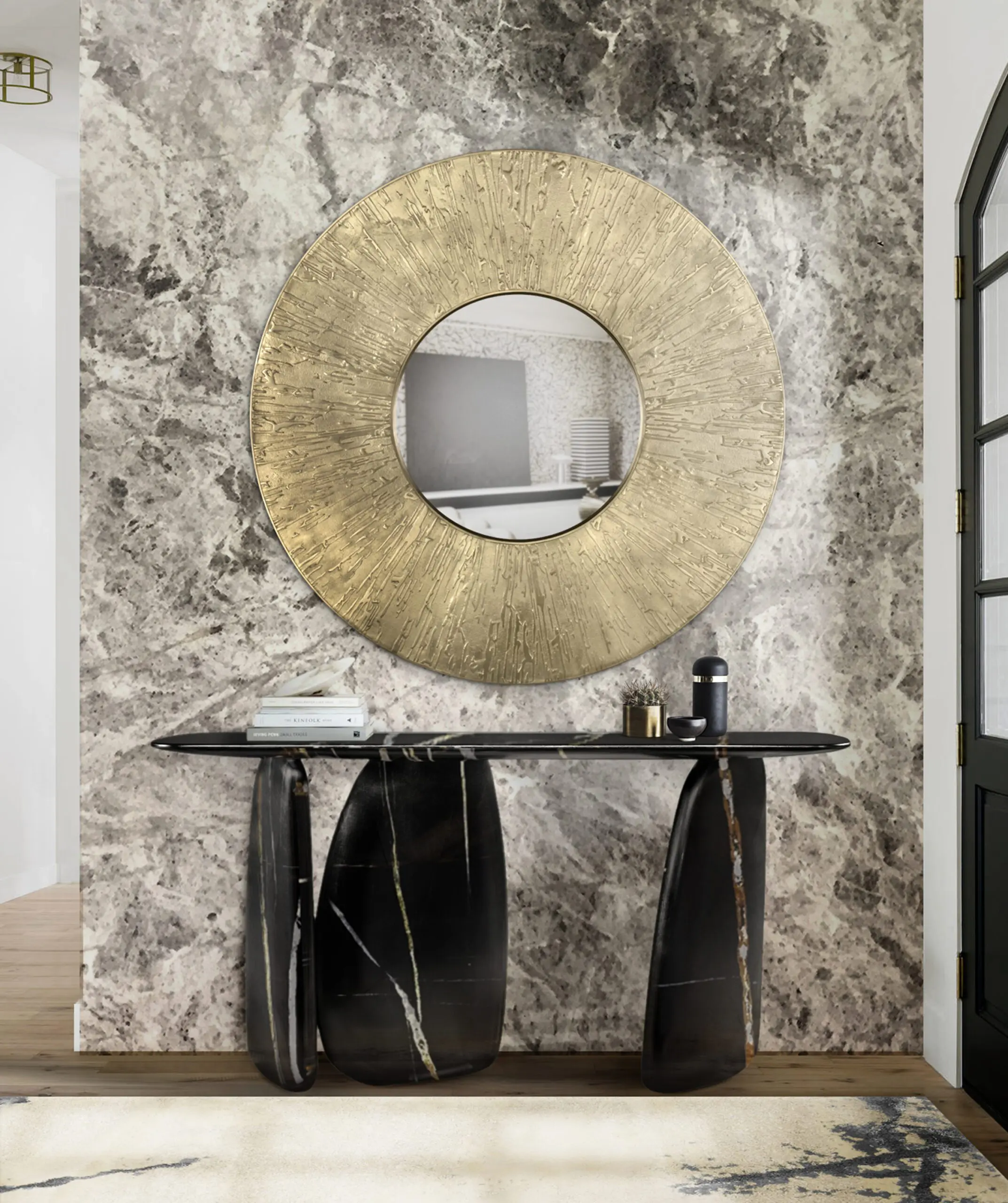 Sculptural Gold Console Table - 1