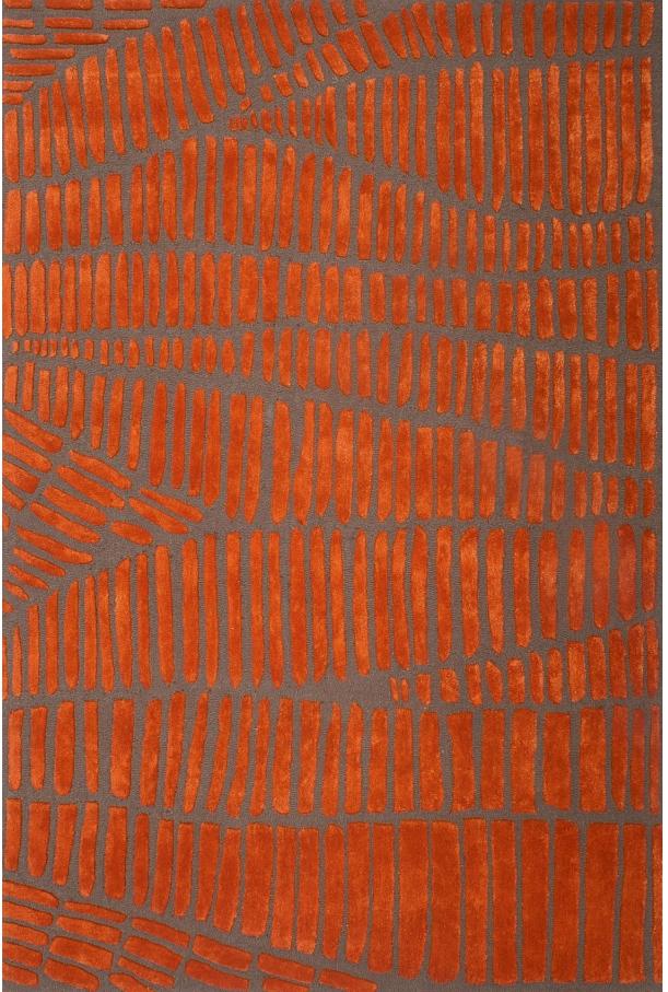 سجادة صوف وفيسكوز «إينيا» برتقالي/رمادي | المقاس: 200 × 300 cm