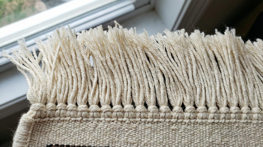 Close-up of clean Persian rug fringe