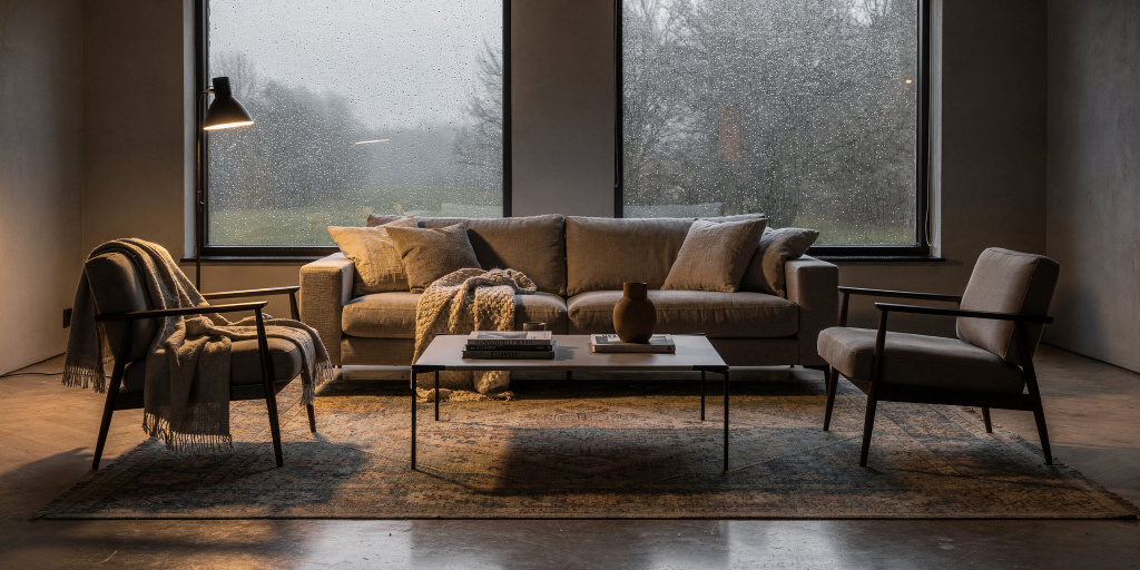Oushak rug in a modern minimalist interior