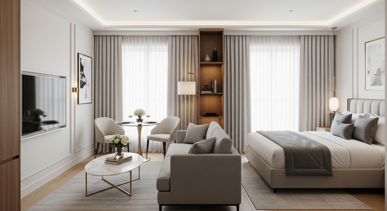 Clear furniture circulation in a small apartment