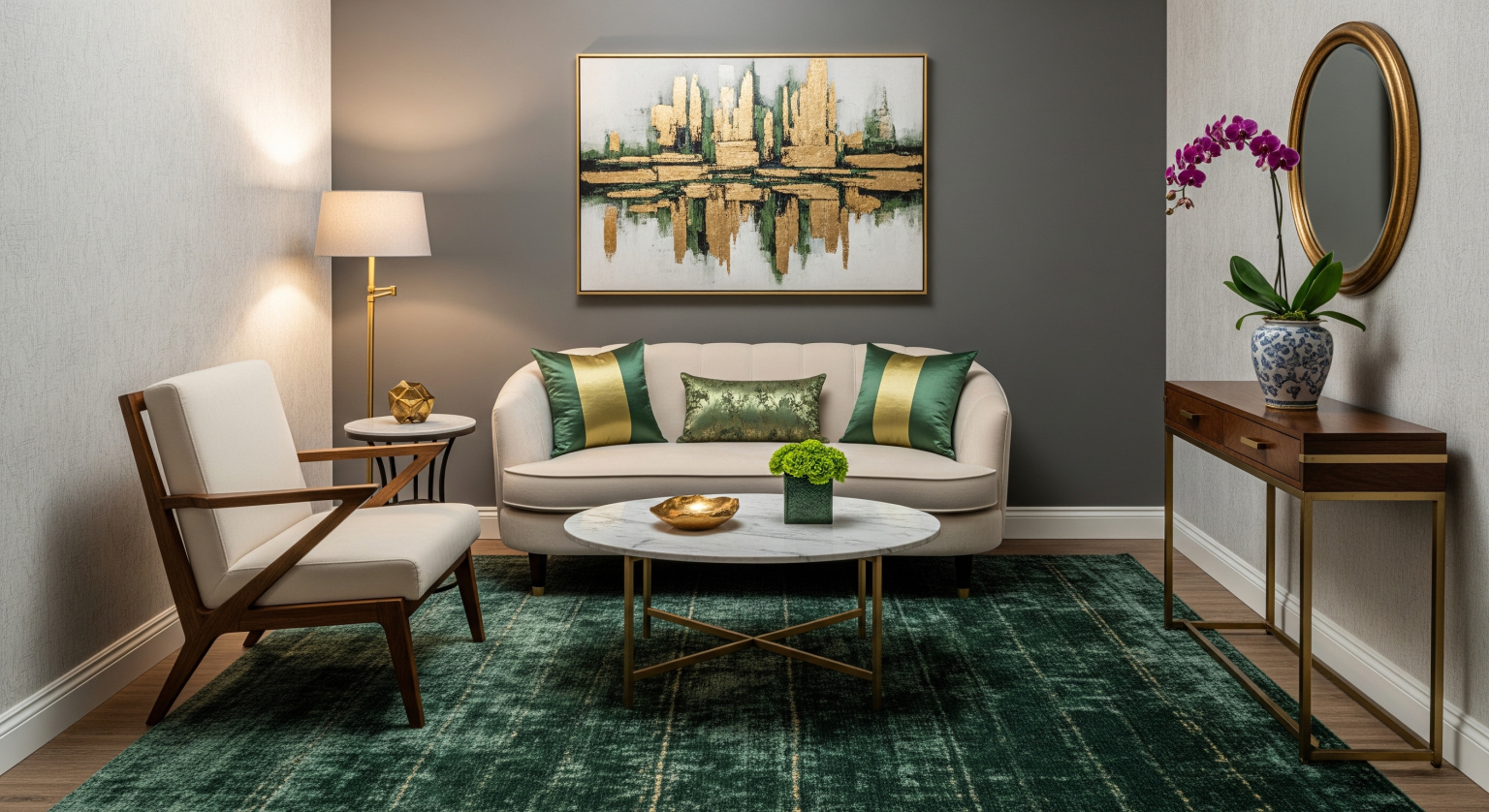 Small living room furniture zoning with rug