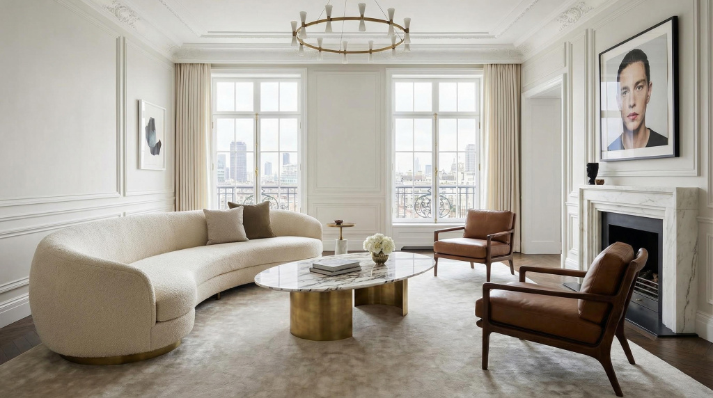 Luxury oval coffee table in designer living room