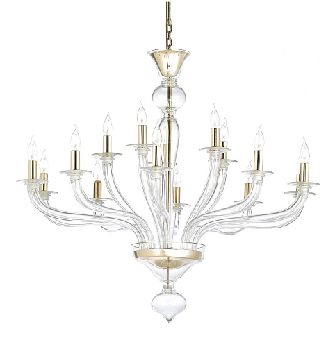 Venetian Clear Glass Chandelier in 24K Gold