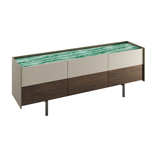 Acadea 3-Door Glass Italian Sideboard