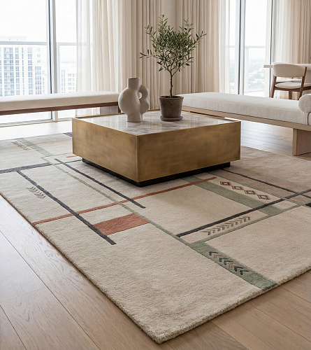 Architect Lines Taupe Artisan Rug