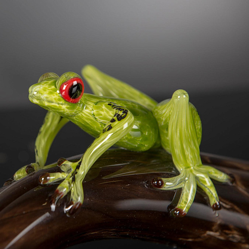 Glass Frog on Branch Figurine