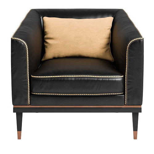 كرسي بذراعين جلدي جانبي