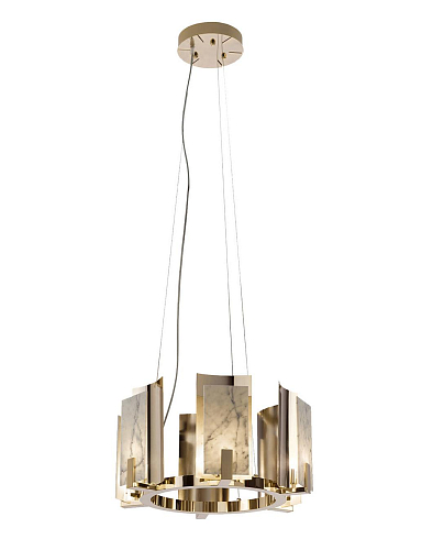 Carrara Marble Round Chandelier in Gold