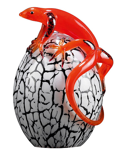 Glass Egg with Gecko Figurine
