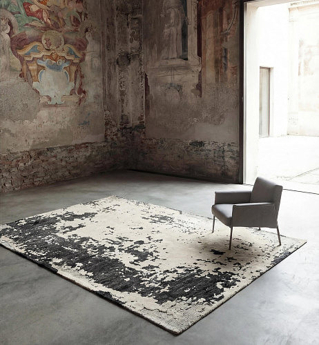 Monochrome Weathered Canvas Hand-Crafted Rug
