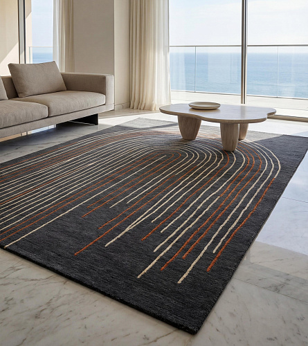 Arcade Lines Umber Luxury Designer Rug
