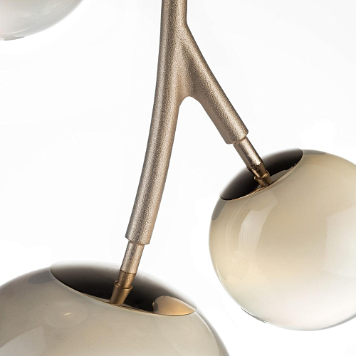 Brass Chandelier with White Glass Spheres