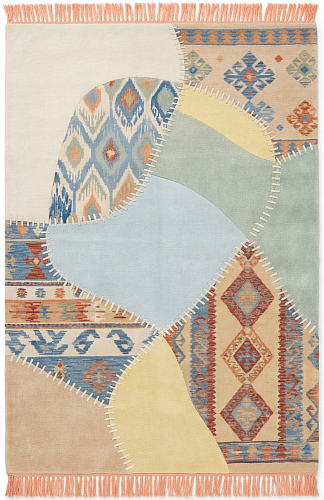 Patchwork Grid Blue Handmade Rug