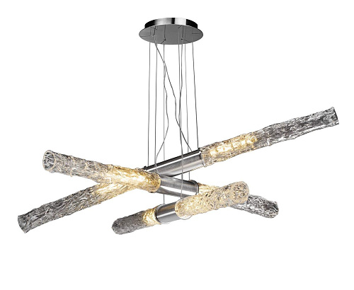 Linear Clear Blown Glass Chandelier