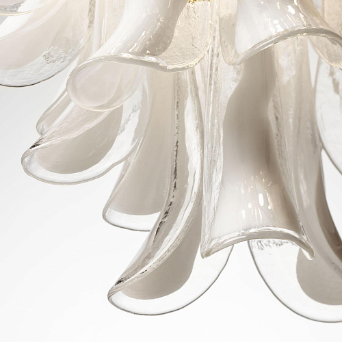 Polished Nickel & Venetian Glass Chandelier