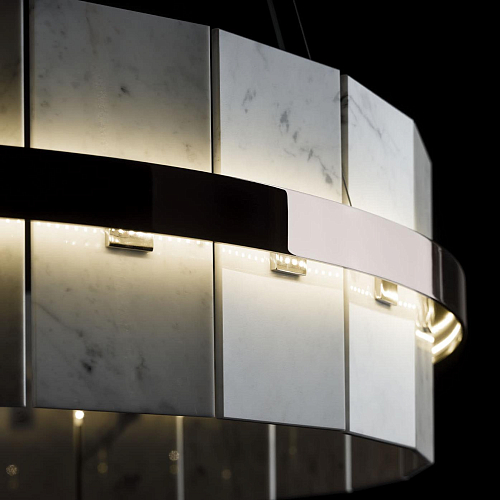 Round Chandelier with Carrara Marble Tiles