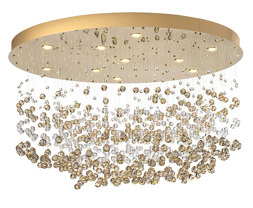 Elegant Chandelier in Pale Gold with Crystal Spheres