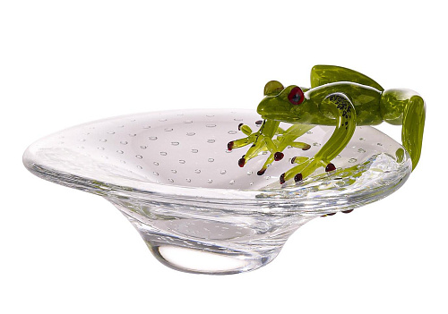 Handcrafted Glass Bowl with Frog