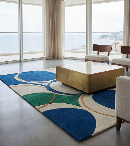 Emerald Orbits Artisan Handwoven Rug