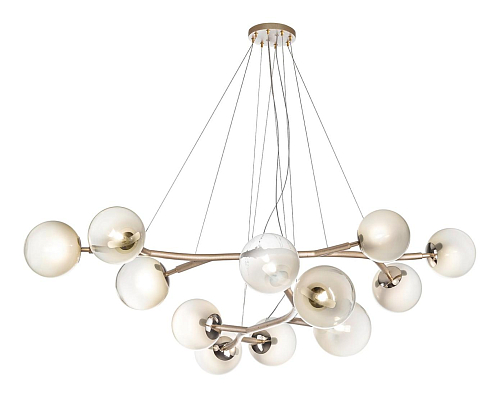 Brass Chandelier with White Spheres