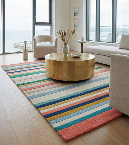 Striped Spectrum Blue Designer Rug