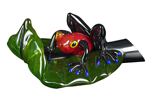 Red Frog on Leaf Glass Figurine