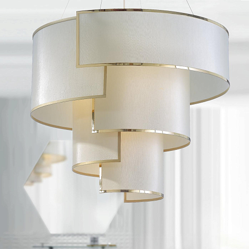 Antique Gold & Brass Ivory Shade Chandelier