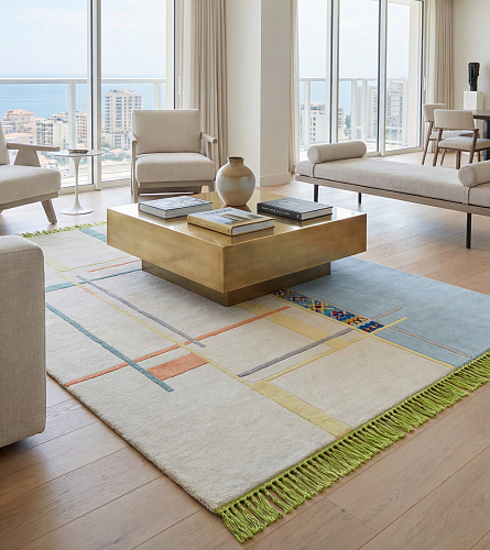 Linear Atlas Blue Handmade Rug