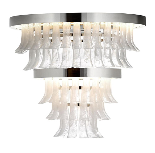Polished Nickel & Venetian Glass Chandelier